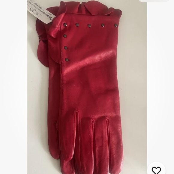 Kate Spade Red Leather Ruffle gloves Medium NWT - Picture 2 of 6